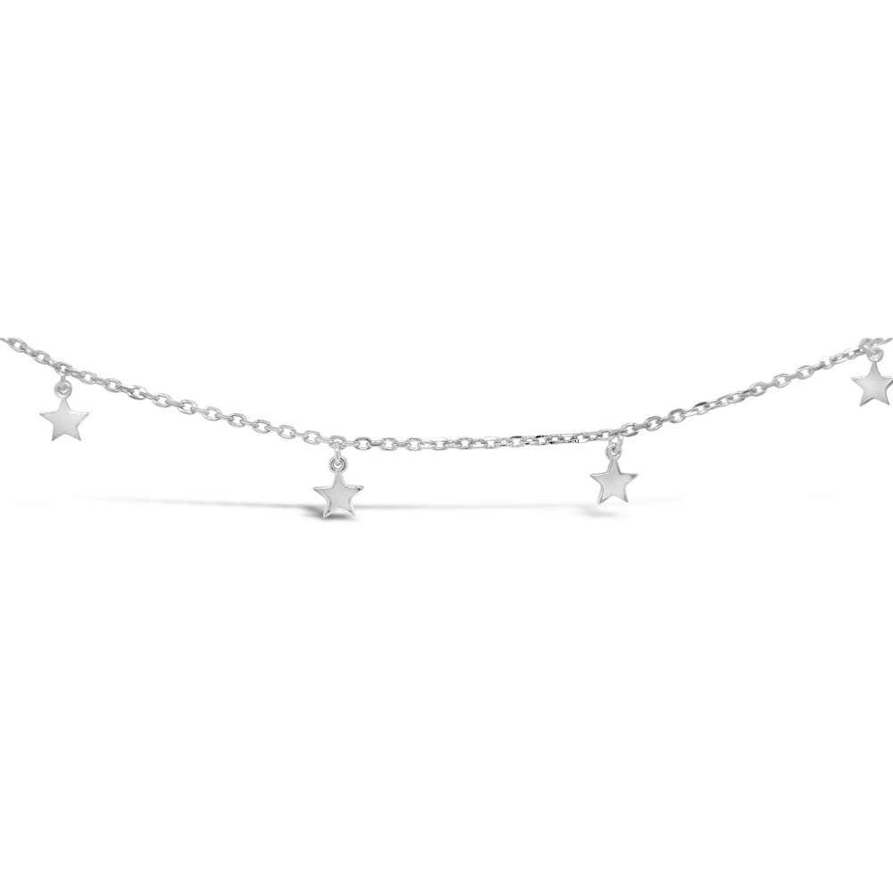 Celesti 'Radiant' Hanging Star Anklet | Silver | 26cm