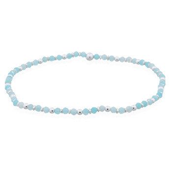 Luna Silver Amazonite Bead Stretch Bracelet