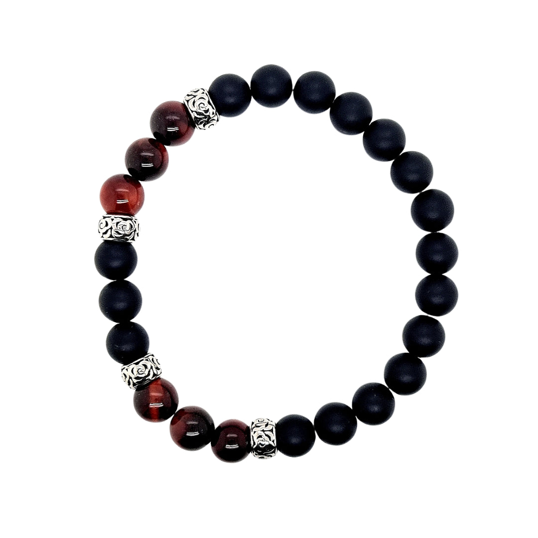 Revolution Onyx & Dark Tigers Eye Bead Stretch Bracelet