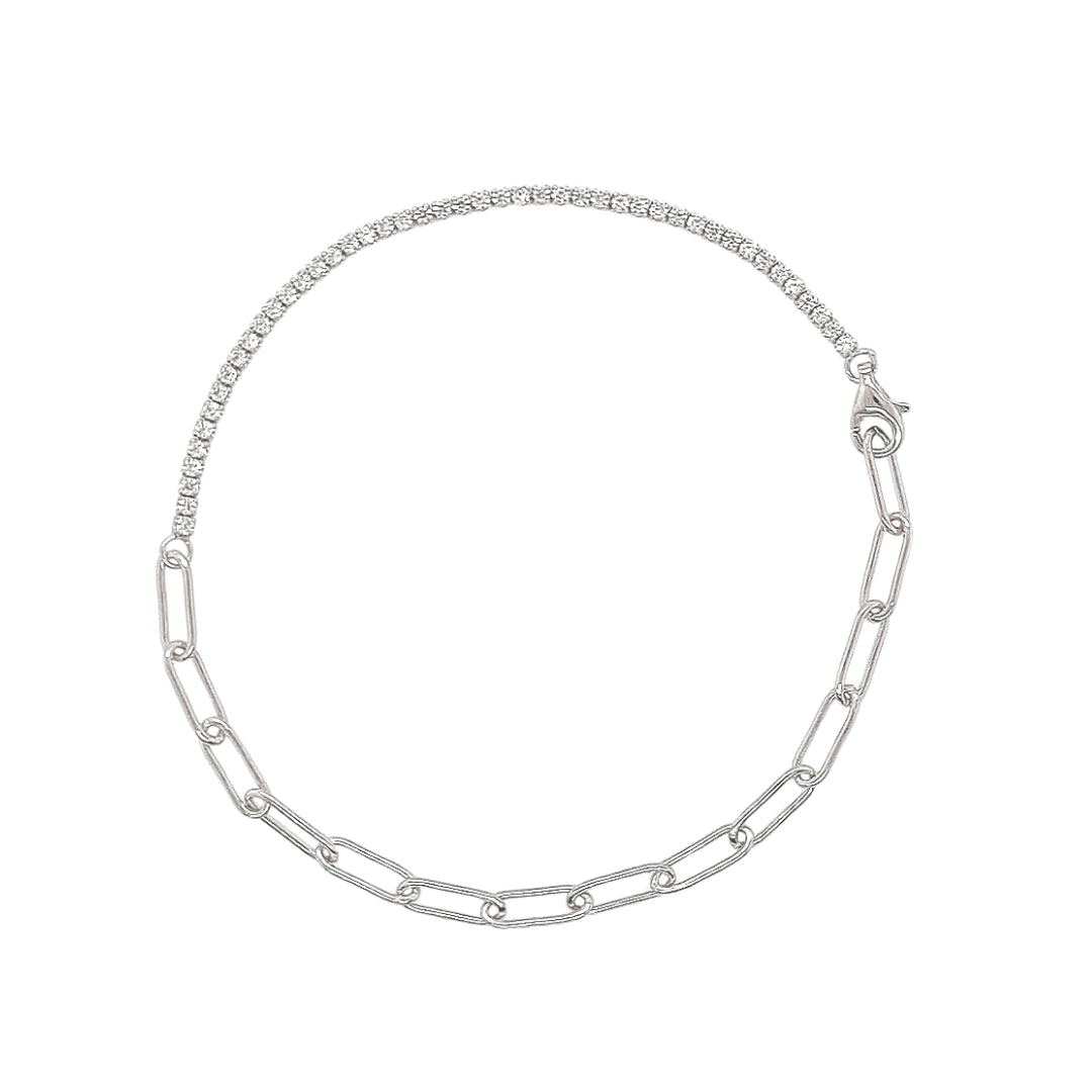 Grace 'Courage' Paperlink Chain Bracelet | Silver CZ |