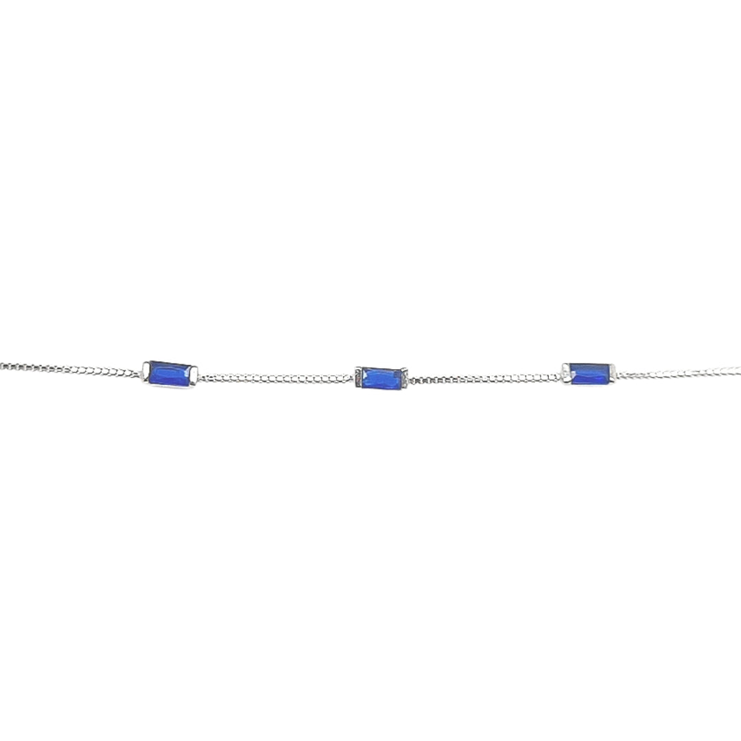 Grace 'Bold' Blue Baguette Bracelet | Silver RH