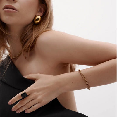 Silk & Steel Luxe Fob Chain Bracelet | Gold