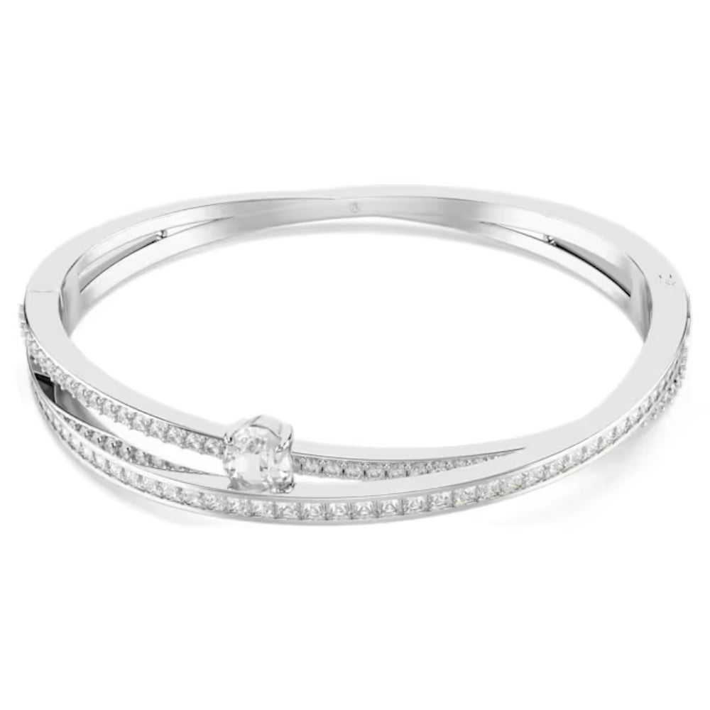 Swarovski Mixed Cuts Hyperbola Rhodium Plated Bangle