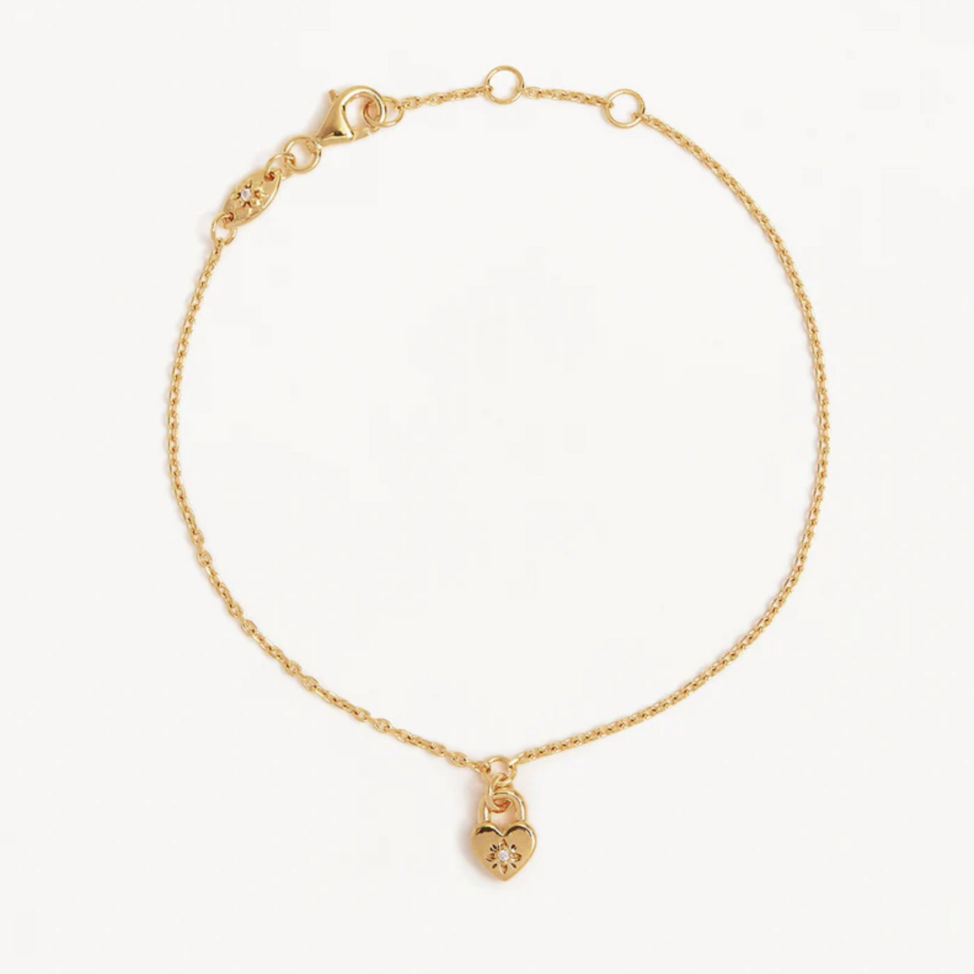 By Charlotte | Crystal Lotus Heart Padlock | 18k Gold Vermeil | Bracelet