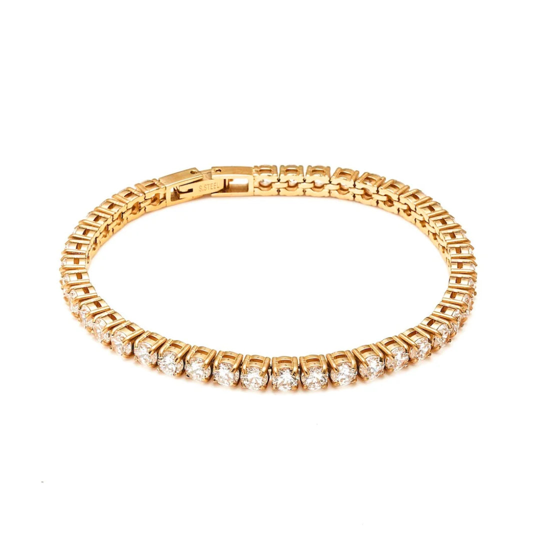 Silk & Steel Tennis Bracelet CZ + Gold Plated