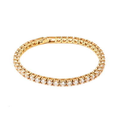 Silk & Steel Tennis Bracelet CZ + Gold Plated