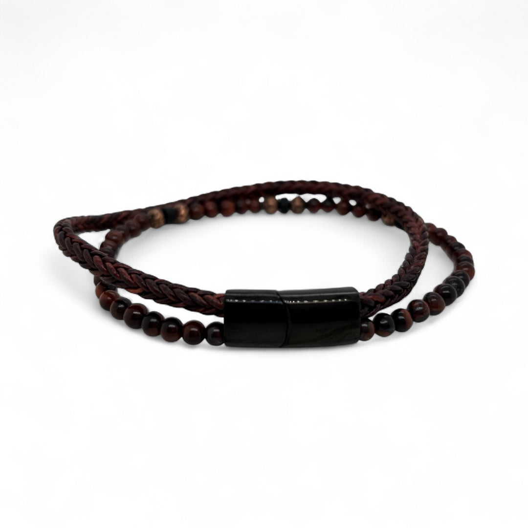 Red Leather& Bead Bracelet