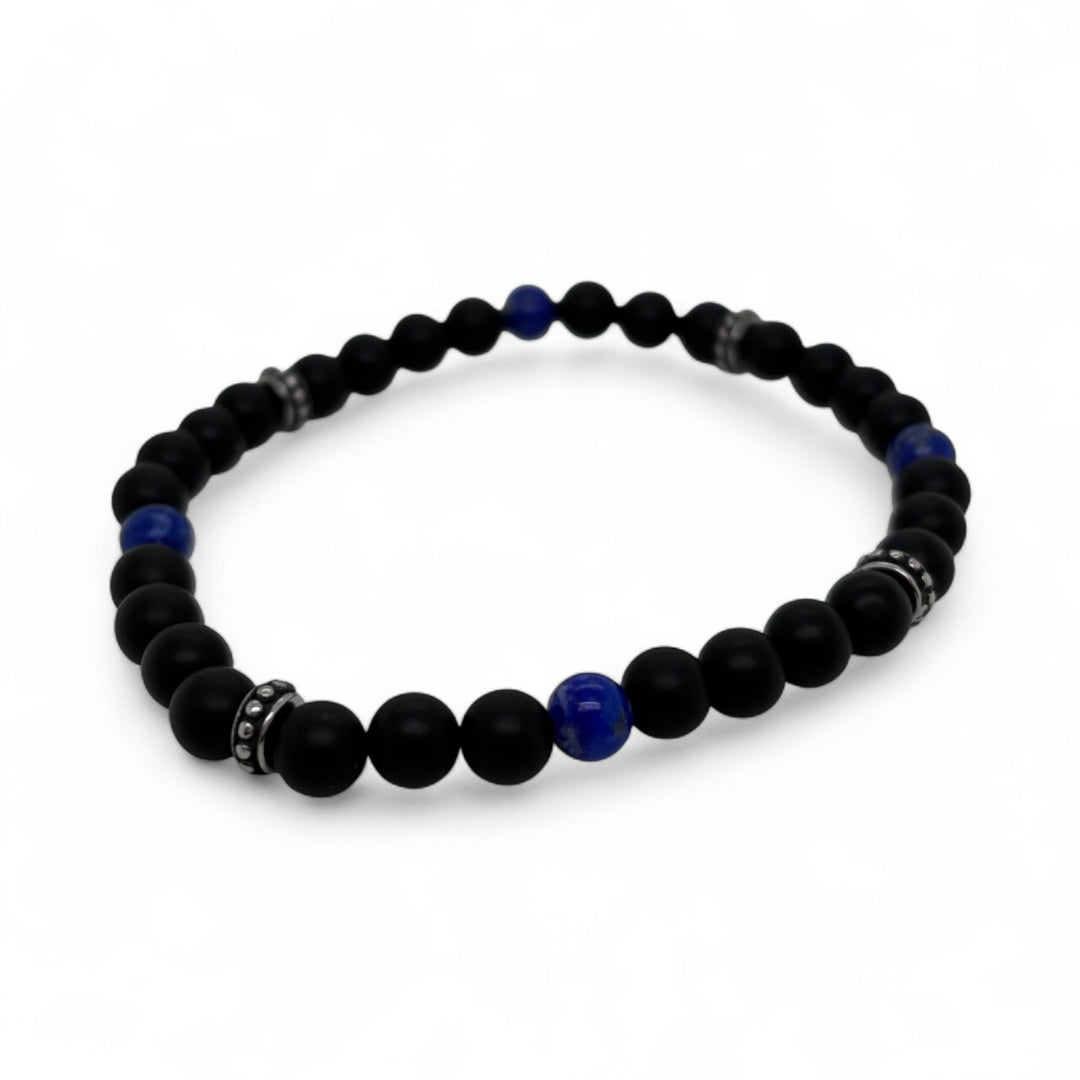 Onyx & Lapis Stretch Bead Bracelet