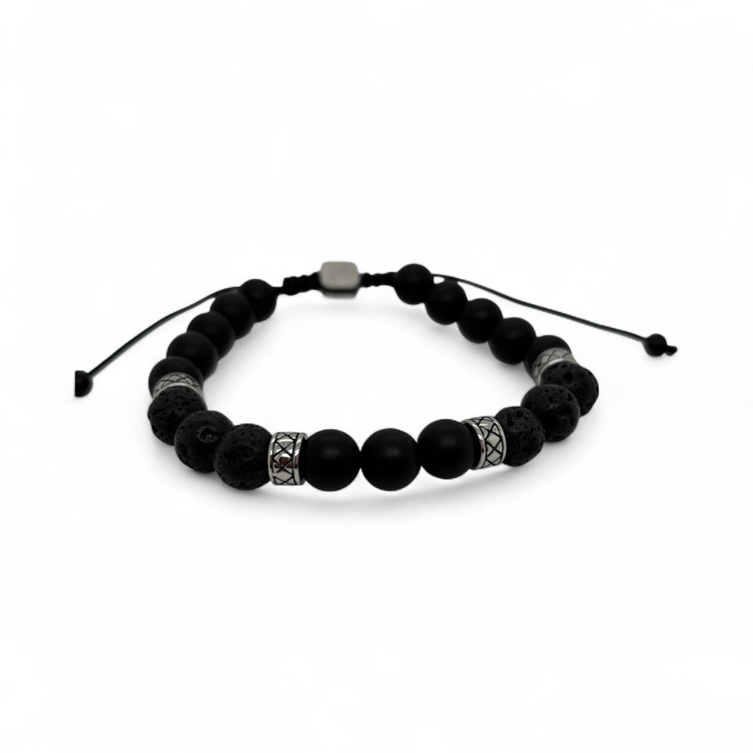 Onyx & Lava Bead Adjustable Bracelet