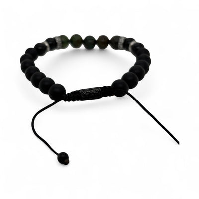 Green Jasper & Onyx Adjustable Bead Bracelet