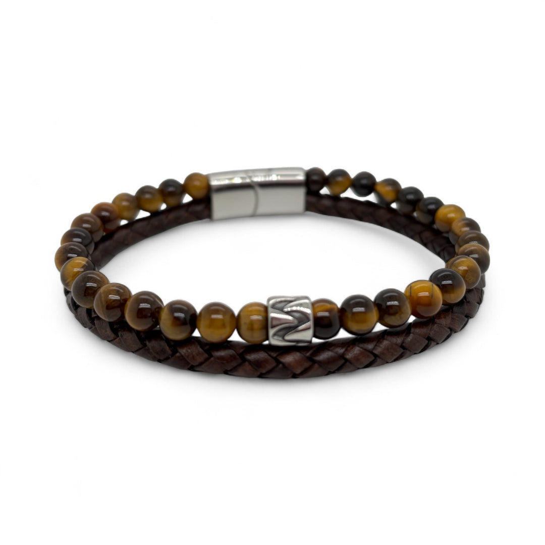 Brown Leather & Tiger's Eye Bracelet