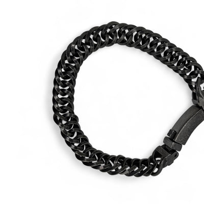 Double Curb Gun-Metal Chain Bracelet