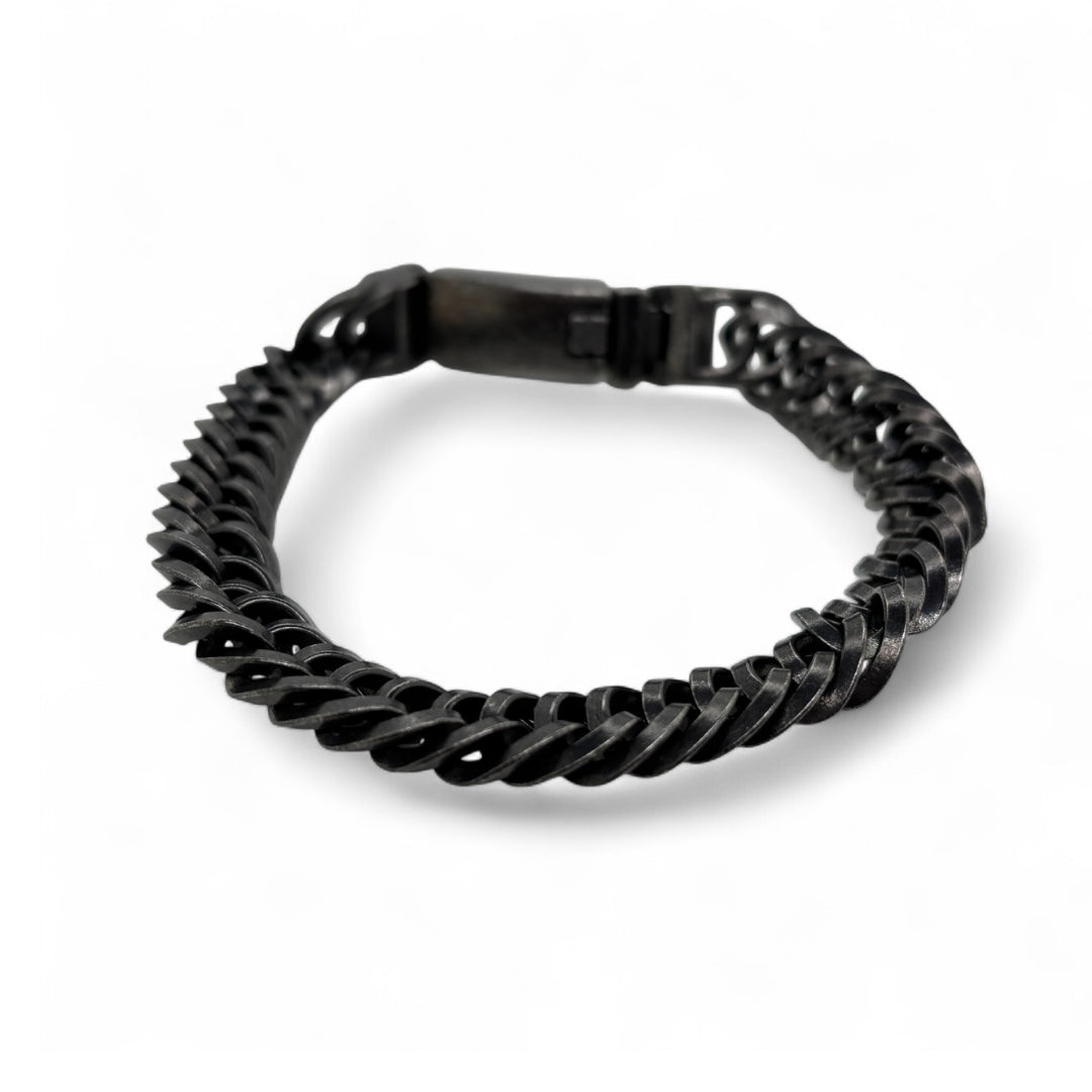 Double Curb Gun-Metal Chain Bracelet