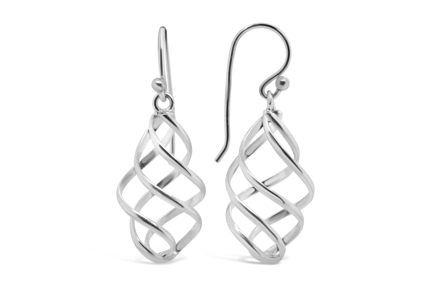 Celesti 'Spring' Twist Drop Hook Earrings | Silver