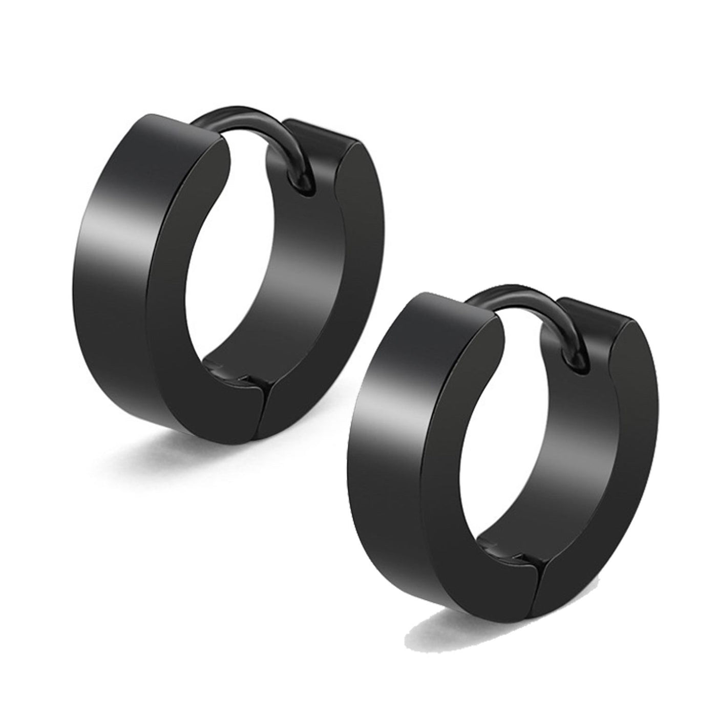 Revolution Black Stainless Steel Matt Huggie Earrings