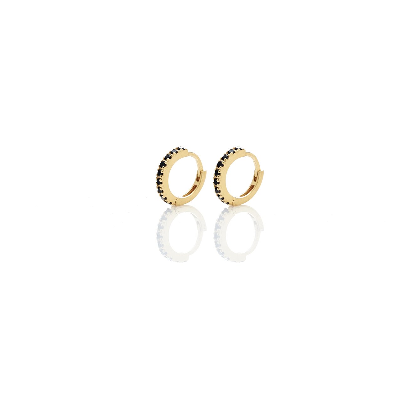 Silk & Steel Superfine Eternity Black Spinal Hoops | Gold