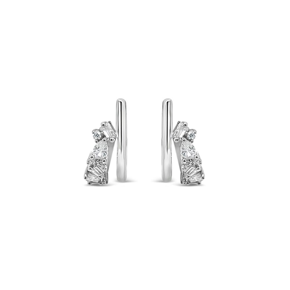 Grace 'Creativity' Hoop Earrings | Silver CZ RH