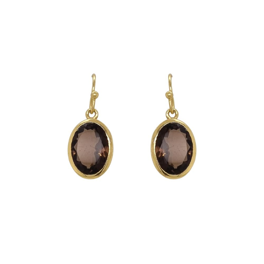 Luna 'Valetudo' Smokey Quartz Gold Earrings