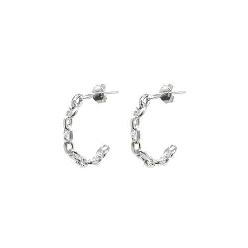 Anchor Chain Silver Hoop Earrings