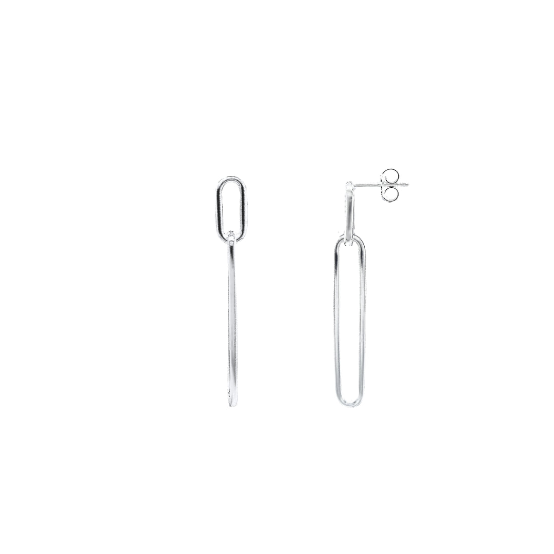 Omnia Long Paperclip Drop Earrings | Strling Silver