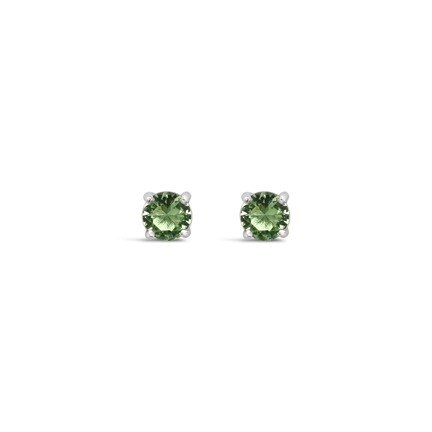 Omnia Solitaire Stud Earrings | Silver | Green CZ