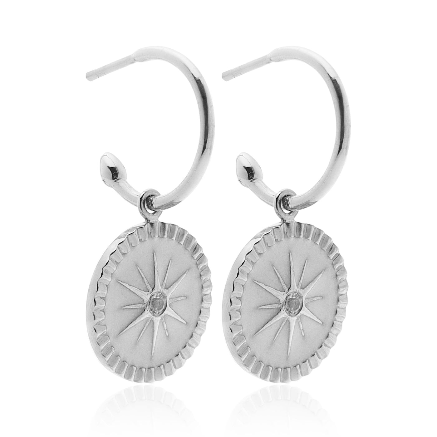 Silk & Steel Guiding Star Hoops Earrings | Silver