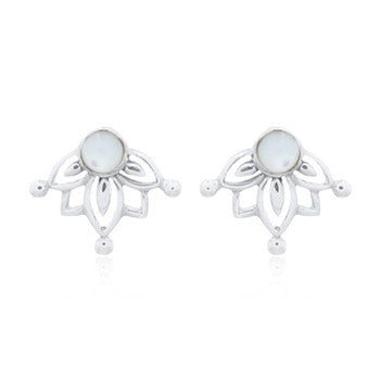 Luna 'Leda' Stud Earrings | Sterling Silver | Moonstone