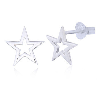 Celesti 'Radiant' Open Star Earrings | Silver