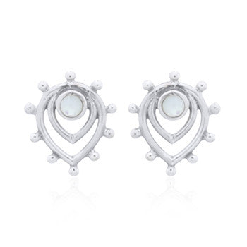 Luna 'Lapetus' Mother Of Pearl Stud Earrings | Silver