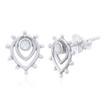 Luna 'Lapetus' Mother Of Pearl Stud Earrings | Silver