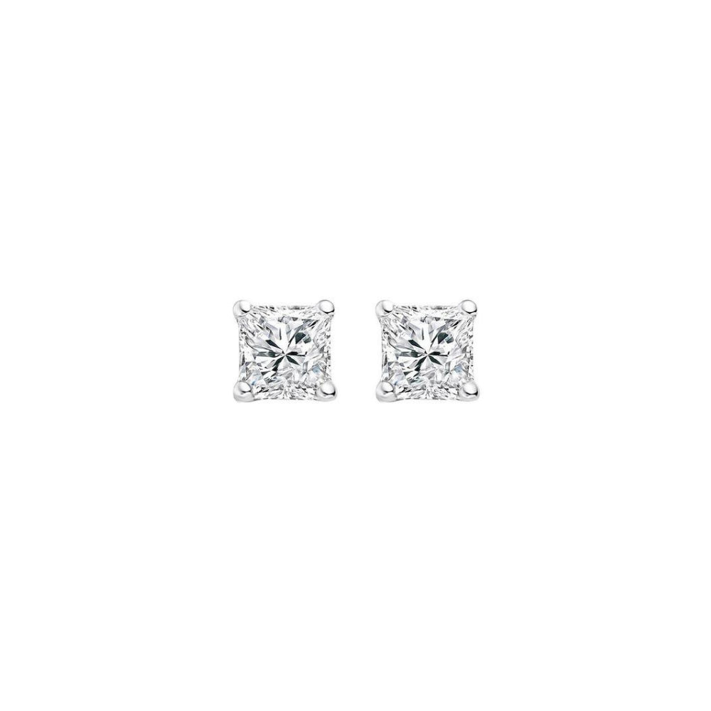 Grace 'Simplicity' 4mm Princess Earrings | Silver CZ RH