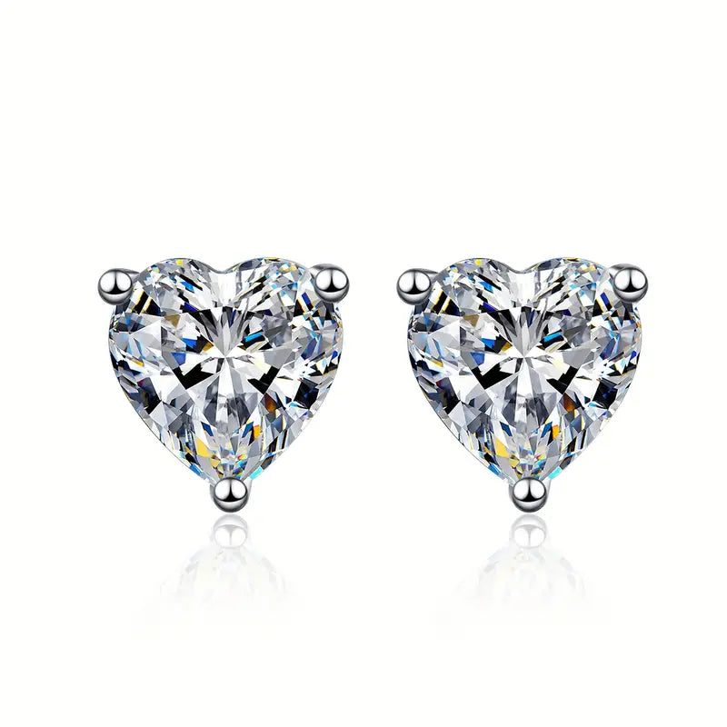 Grace 'Simplicity' 3mm Heart Stud Earrings | Silver CZ RH