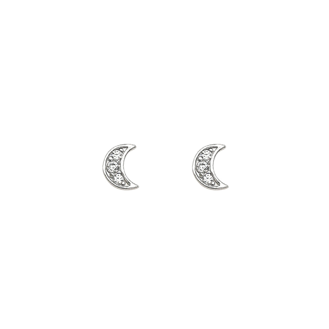 Charlie & Rose Magical Moon Earrings | Silver CZ RH