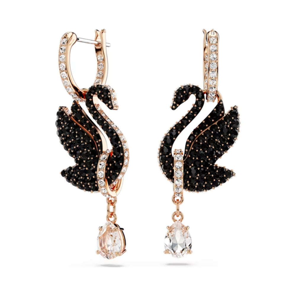 Swarovski Swan Drop Earrings Rose Gold