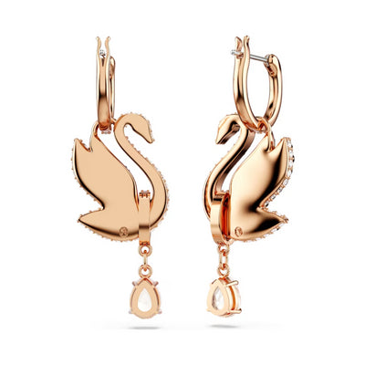 Swarovski Swan Drop Earrings Rose Gold