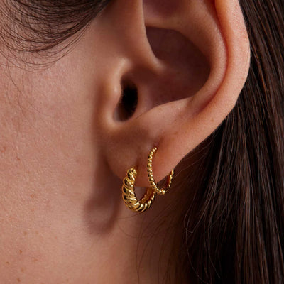KA Cypress 18k YG Plated Stg Hoop Earrings