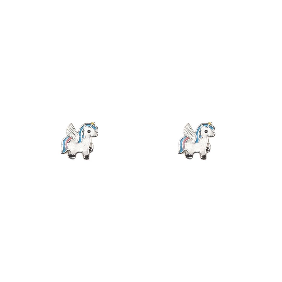 C&R Sterling Silver Cute Unicorn Earrings