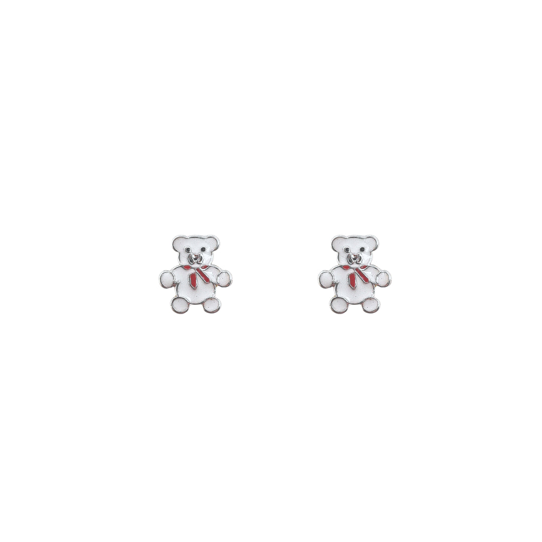 Charlie & Rose 'Teddy Bear' Stud Earrings | Silver | Enamel