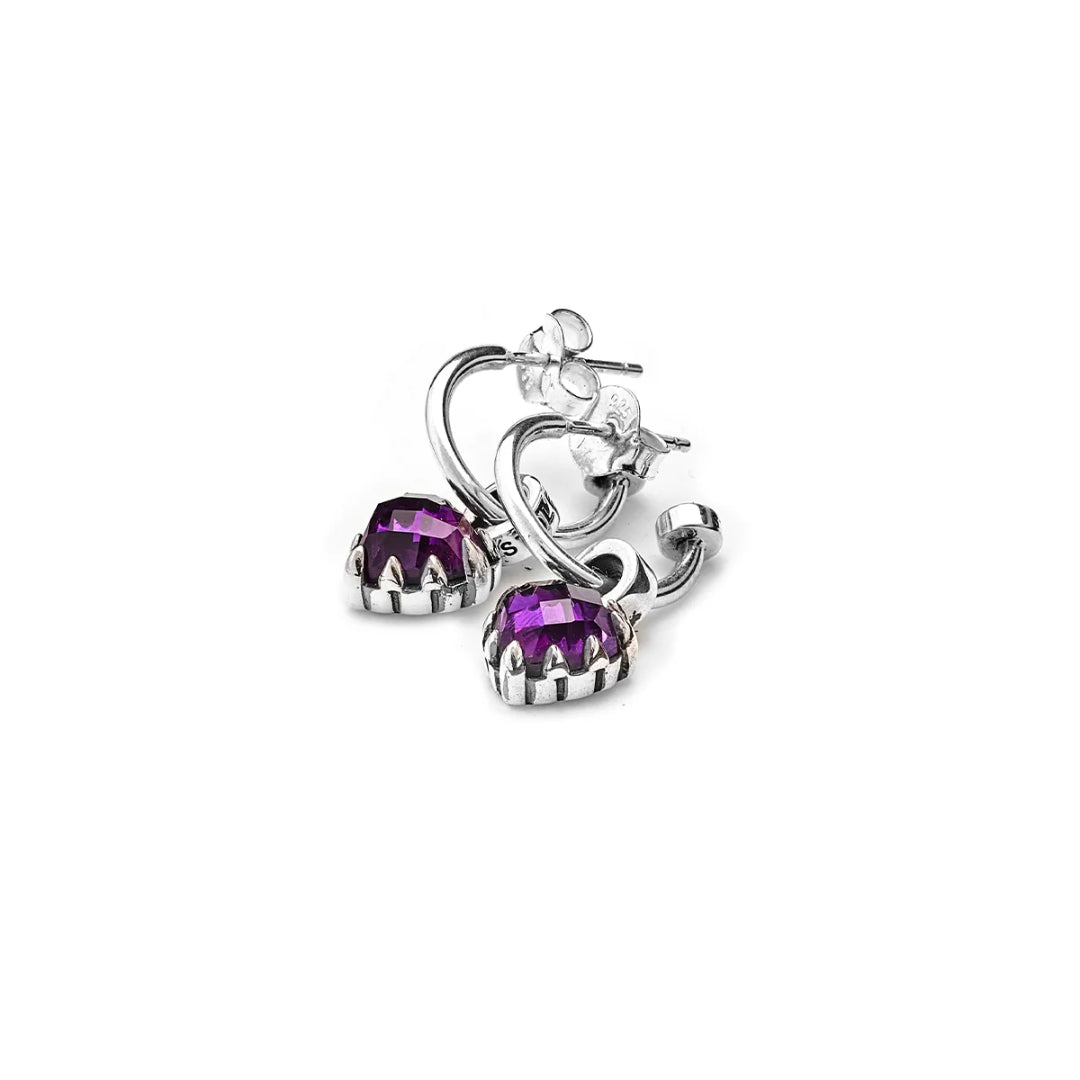 Stolen Girlfriends Club Love Anchor Dark Amethyst Earrings | Silver