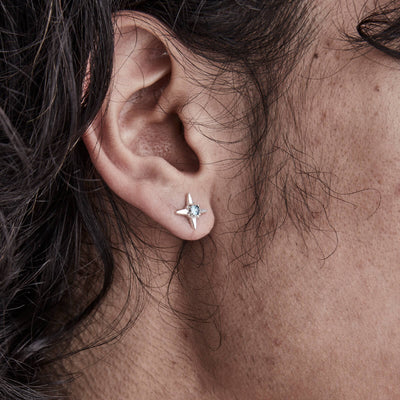 SGC Ninja Star London Topaz Stg Stud Earrings