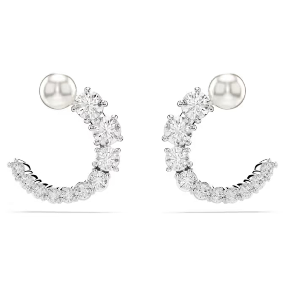 Swarovski Rhodium Plated Matrix Hoop Earrings