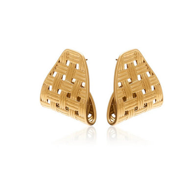 Silk & Steel Lattice Statement Earrings | Steel Gold Plated