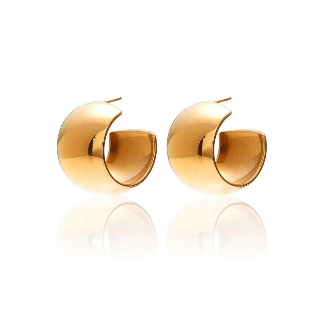 Silk & Steel Sunkissed Wide Dome Hoop Earrings | Steel | Gold