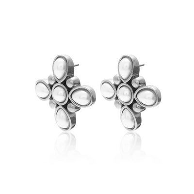 Silk & Steel Soleil Faux Pearl Earrings | Steel