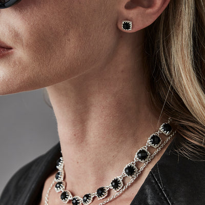 Stolen Girlfriends Club | Mini Claw Earrings | Silver | Onyx Studs