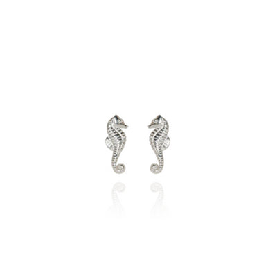 Evolve | Mini Seahorse | Silver | Stud Earrings