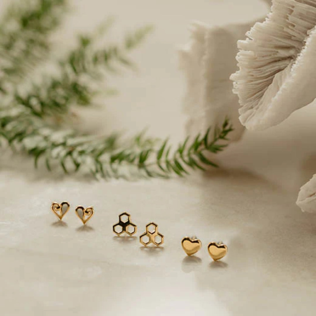 Evolve | Mini Heart | Yellow Gold | Vermeil | Stud Earrings