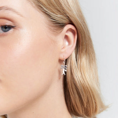 Karen Walker | Mini Girl with Bow | Silver and Yellow Gold | Hoop Earrings