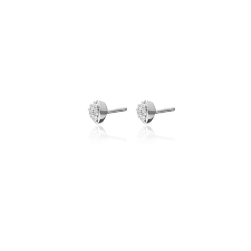 Silk+Steel| Petite Petal | Stud Earrings | Clear + Silver