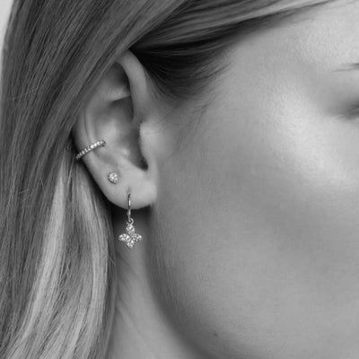 Silk+Steel| Petite Petal | Stud Earrings | Clear + Silver